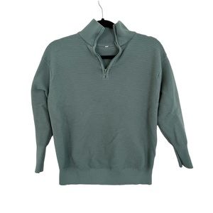 Amazon Ribbed Half Zip Pullover Sweatshirt Sea-foam Green Size Medium
